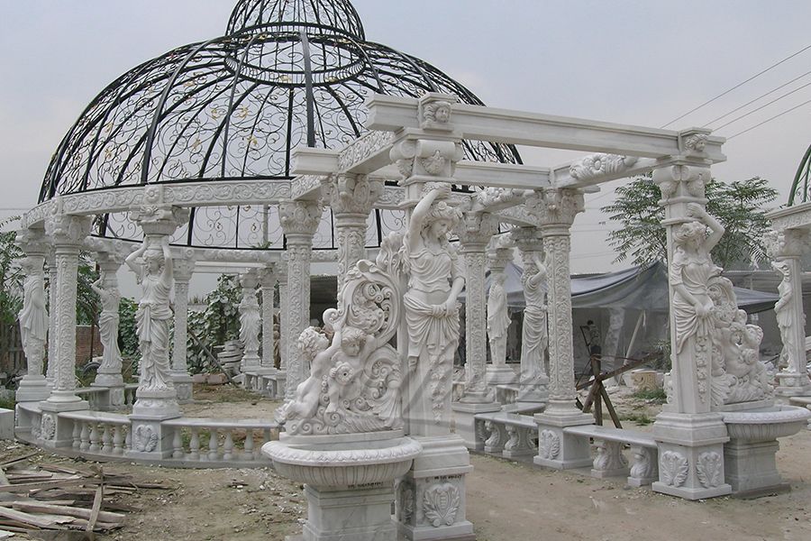 wholesale china outdoor stone garden marble gazebo ...